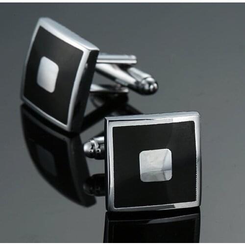 High quality mens shirt Cufflinks fashion suit classic jewelry square black Cufflinks lawyer business shirt badge pin gift