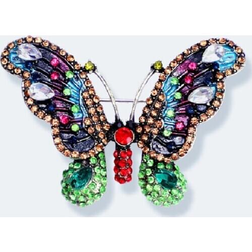 New European and American Three-Dimensional Atmospheric Butterfly Brooch Alloy Inlaid AAA Zircon All-Match Female Accessories