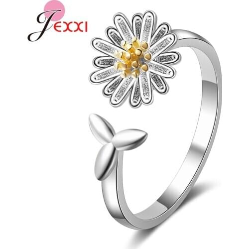 925 Sterling Silver Women Girls Fashion Openning Daisy Rings Wedding/Engagement Party Jewelry Accessory Finger Rings