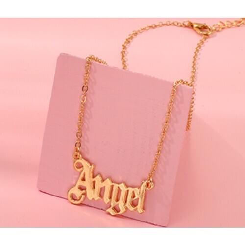 Cxwind Fashion Name Angel Necklace For Women Nurse Gold Chain Choker Necklaces English Charm Pendant Nameplate Gift