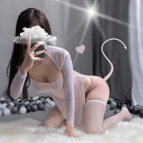 Women Sexy Maid Dress Anime Cosplay Lingerie Vintage Vampire Hollow out Costumes Backless Long Fancy Sleepwear Chinese Split