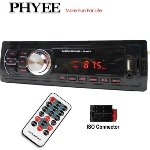 1 Din Bluetooth Car Radio Handsfree A2DP USB MP3 Audio Player FM Receiver AUX TF LED Display ISO Stereo System Head Unit 5209E