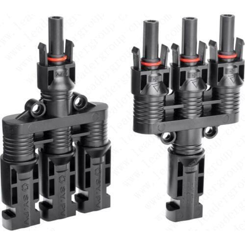 1 pair/lot TUV IP68 PV 3 to 1 T Branch Connector Solar PV T type Branch Male and Female Connectors for solar pv systemLJ0150