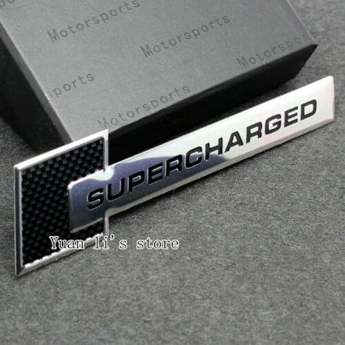 1 Pcs Black SUPERCHARGED car Emblem stick car body Sticker car decoration 109.8*27.1mm Car Styling