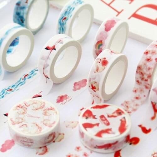 10Pcs/Lot Cute Rabbit Fox Bird Deer Cloud Fish Washi Tapes Scrapbooking Masking Tape Photo Album Diy Decorative Papeleria