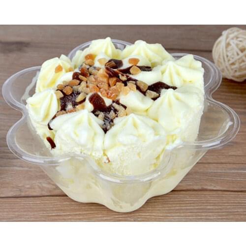 10 PCs/Pack Disposable Plastic Bowl Transparent Plum Blossom Shape Outdoor Kitchen Ice Cream Soup Rice Candy Salad Bowl 250 ml