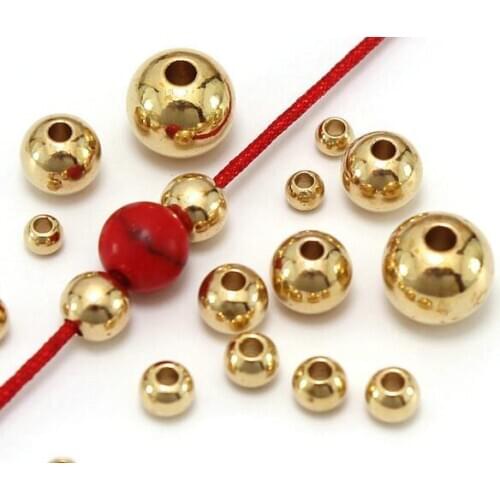 100 PCS 2mm 3mm 4mm 6mm 8mm 10mm Metal Raw Brass Round Beads DIY Hole Beads For Jewelry Making