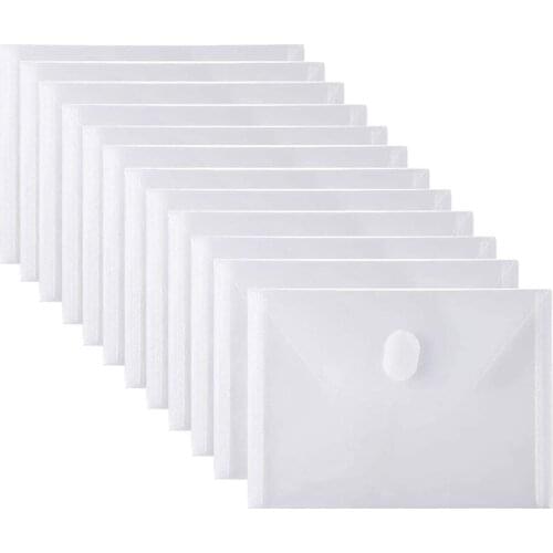 12 Pieces A7 Transparent Plastic Envelopes Folder with Velcro Closure Storage Folder for Receipt Card, Photo Dies and Stamps