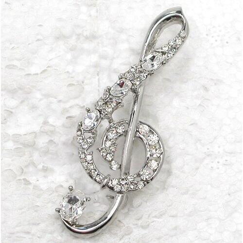 12pcs/lot Wholesale Fashion Brooch Rhinestone Music Note Pin brooches Jewelry Gift C101283