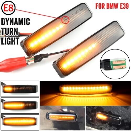 2pcs Dynamic Led Marker Light Car Fender Side Yellow Flowing Sequential Turn Signal Light 12V For BMW E39 Car Tuning Supplies