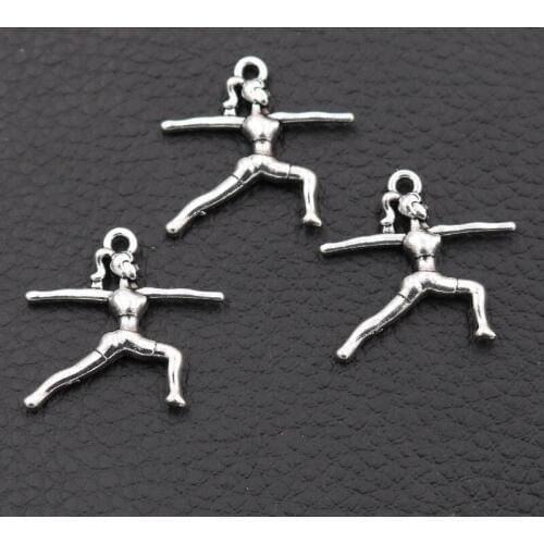 20pcs Womens Gymnastics Metal Pendant, Gymnastics Charms, Yoga Charms, Womens kung fu Charms, DIY Sports Jewelry 23 * 22mm