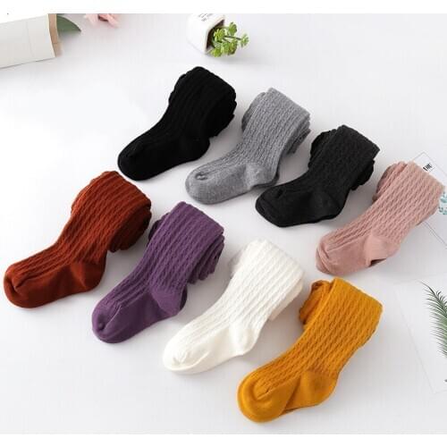 2020 New Autumn Stylish Simplicity Tights Cotton Leggings For Girl Solid Color Children Tights Elasticity Warm Tights 2-15 Years