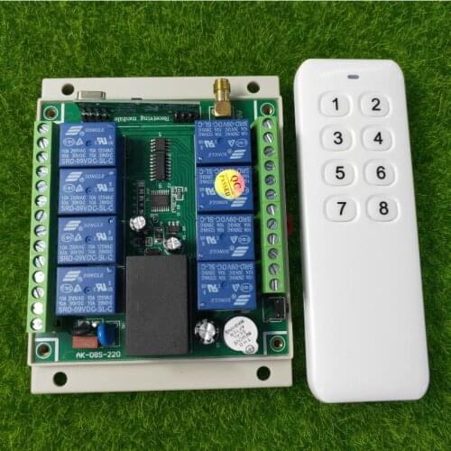 433mhz Universal AC110V 220V 8 channel RF Wireless Remote light Control switch Receiver Transmitter remot relay