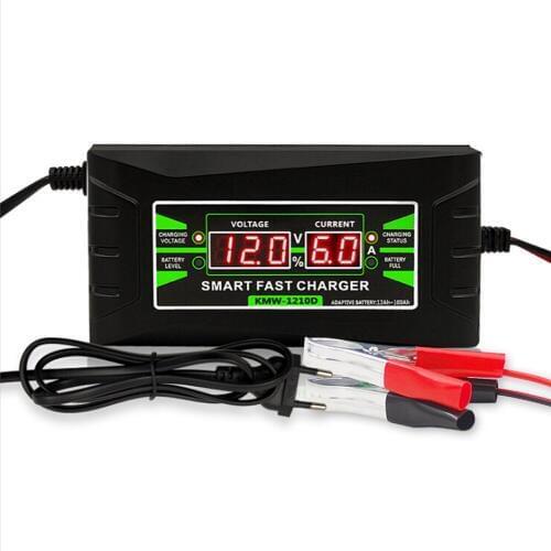 Full Automatic Car Battery Charger 90V-260V To 12V 6A Intelligent Fast Power Charging Pulse Repair Function for Car Motorcycle