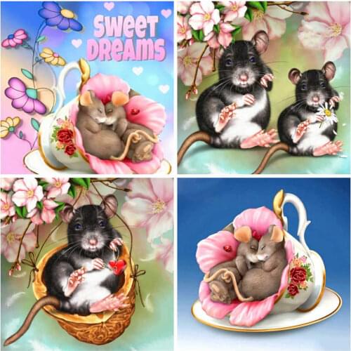 AZQSD Full Square/Round Drill 5D DIY Diamond Painting Cup Mouse Diamond Embroidery Cross Stitch Cartoon Decor Gift