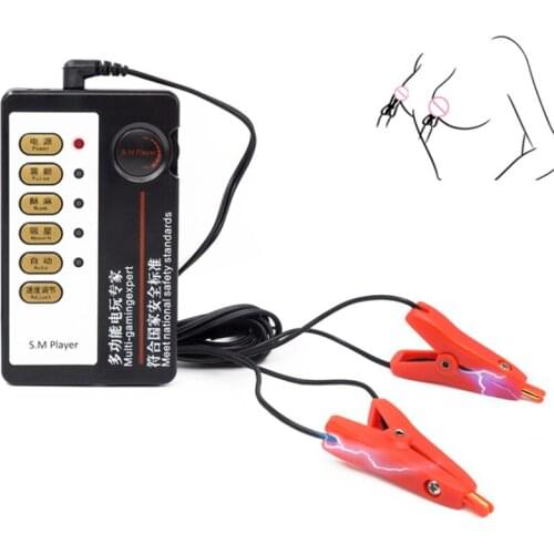 Bipolar Electric Pulse Acupuncture Nipple Clamps Medical Themed Breast Massager E-Stim Masturbation Nipple Sex Game Toys Adult