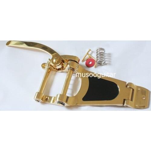Gold Vibrato Tremolo Bridge for Archtop Hollow Semi Hollow guitar bridge FreeShipping