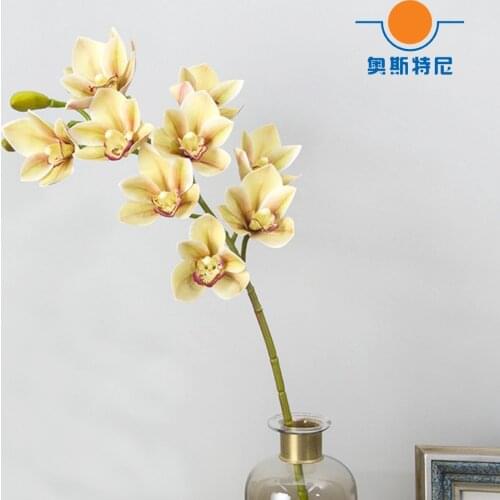 1pcs Beeswax green color artificial Cymbidium orchid bouquets&Cymbidium faberi artificial&artificial Cymbidium grandiflorium