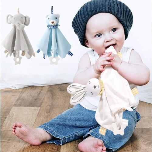 Baby Security Blankets, Cute Plush Bunny Bear Elephant Soft Plush Teething Towel Toys Gift