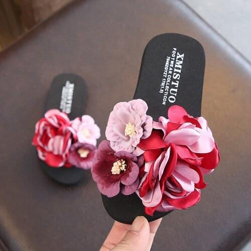 Kids Slippers Sweet Princess Shoes Lovely Outside Anti-skid Indoor Mommy Slippers Flowers Girls Slippers Parent Children Shoes