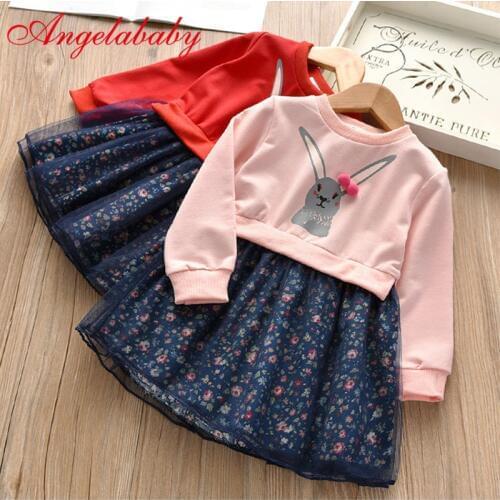 Toddler Kids Baby Girl Clothes Cartoon Bunny Floral Princess Dress Outfits Clothes Dress for Girl vestido menina