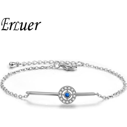 ERLUER Trendy Silver Color New blue eyes Round Adjustable Fashion Charm Bracelets For Women Fashion Jewelry gift