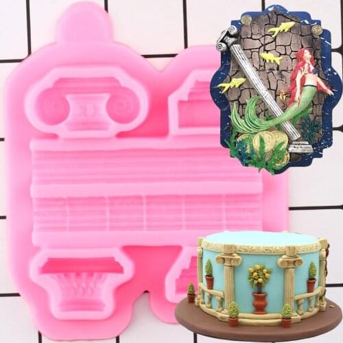European Retor Roman Column Cake Border Silicone Mold Chocolate Fondant Cake Decorating Tools Polymer Clay Candy Resin Mould