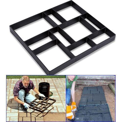 45cm Garden Path Maker Mold Irregular Model Concrete Stepping Black Plastic Making DIY Paving Mould Home Garden Floor Road