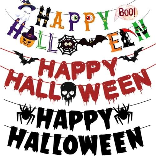 Halloween Pull Flag Happy Halloween Pumpkin Bat Banner Horror Party Bar Haunted House Shopping Mall Interior Decoration