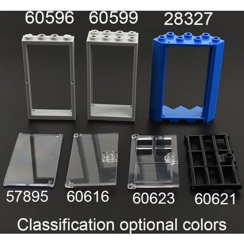 10PCS Building block 60599 Door Window Frame 60623 60621 60616 60596 28327 57895 Window Glass accessories parts MOC DIY Toys