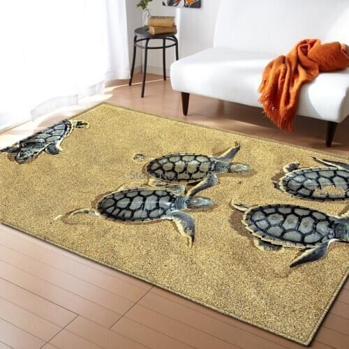 Nordic Carpets Soft Flannel 3D Turtle Printed Area Rugs Parlor Mat Rugs Anti-slip Large Rug Carpet for Living Room Decor