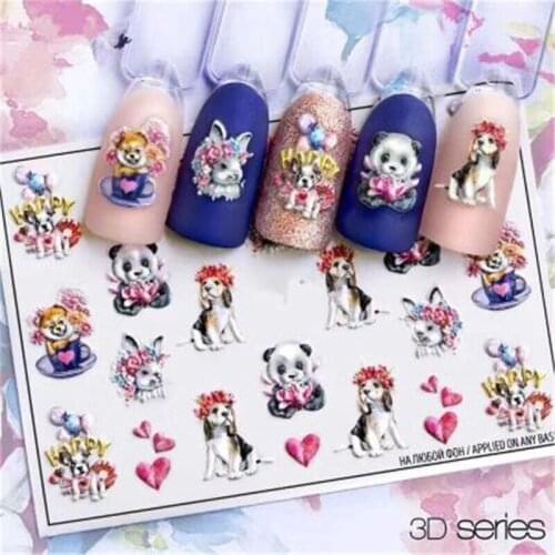 Fashion Hot Selling Cubic 6D Nail Stickers Non-Trace Engraved Flowers Acryic Nail Decals Women Girls Manicure Party Outside Gift