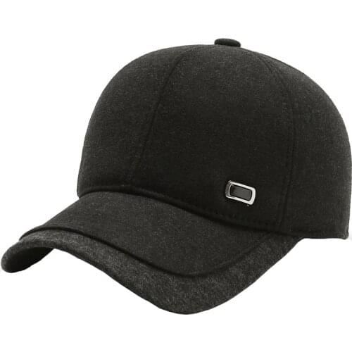 Men Winter Thicken Baseball Cap with Ear Flaps Women Felt Keep Warm Casual Ear Protection Hat Dad Autumn Gorras
