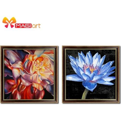 Cross stitch kits Embroidery needlework sets 11CT water soluble canvas patterns 14CT Oil painting style colorful flower-NCMF147
