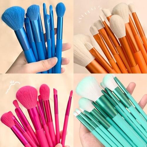 Myonly 10PC/set Candy Color Makeup Brush Set Fiber Hair Powder Brush Eye Makeup Brush Girls Beauty Tools