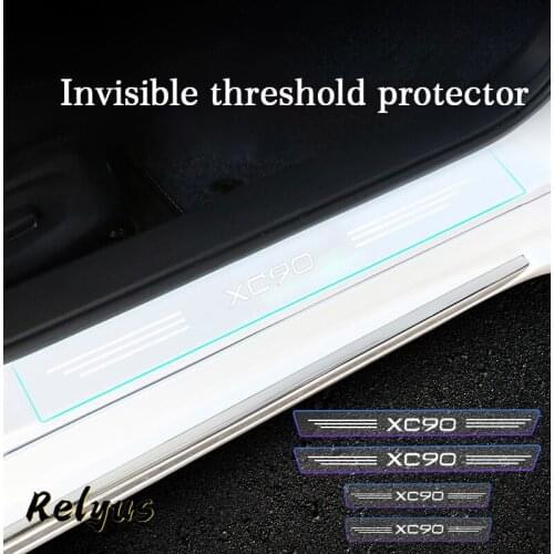 Car Door Sill Stickers Edge Protector Threshold Decoration Anti Scratch Transparent Film Protection For Volvo XC90 Accessories