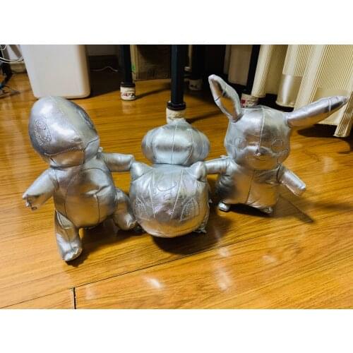 Pikachu Plush Silver Charmander Bulbasaur Squirtle GameStop 25th Anniversary Celebration
