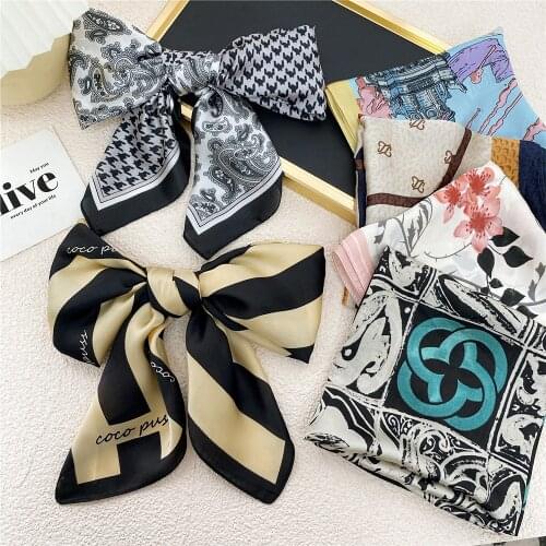 Fashion 70*70cm Square Women Lovely Plain Silk Shawl Scarf Office Lady Hair Neck Headband Foulards Headcloth Muslim Capes FJ600