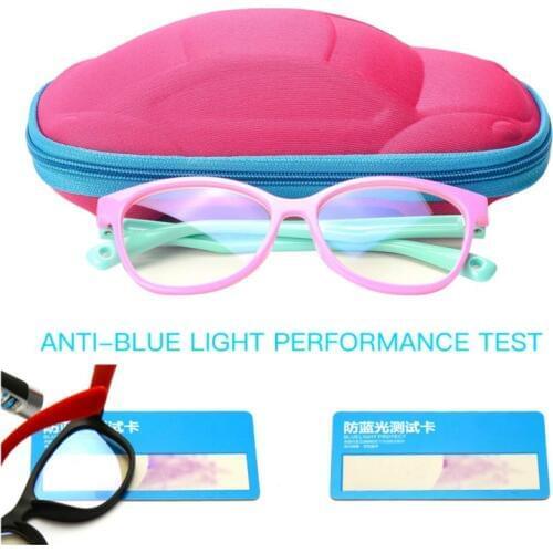Blue Light Kids Children Optical Frame Eyewear Boy Girls Computer Clear Blocking Anti Reflective Eyeglasses+Box+Test Card