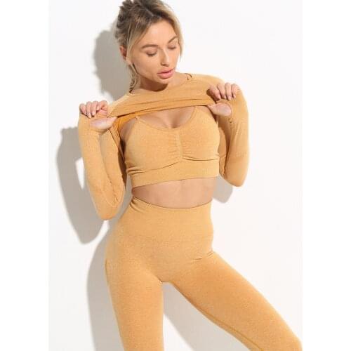 Sport Set Women Yoga Suit Sports Outfit Fitness Set Seamless Workout Clothes For Womens Leggings Push Up Bra Top Gym Clothing