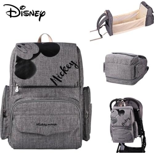 Disney Mommy Baby Diaper Bag Bed Multifunction Folding Baby Mom Travel Backpack Large Capacity Nappy Maternity Care Women Bag