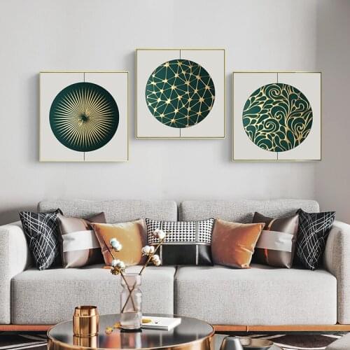 Dark Green Decorative Painting Modern Light Abstract Decoration Luxury Living Room Background Wall Restaurant Canvas Painting