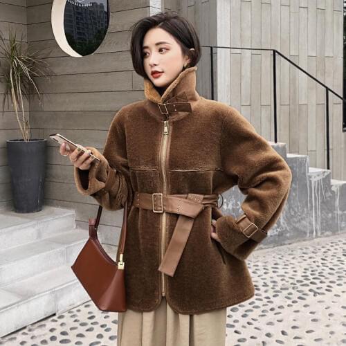 Vintage Real Fur Coat Women Sheep Shearing Winter Coat Women 100% Wool Jacket Women Clothes 2020 Manteau Femme B12F25022 YY1186
