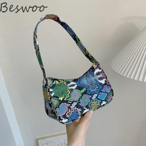 2021 Fashion Designer Bag for Women Simple Retro Snake Print Underarm Bag Female Purse Handbag Serpentine Single Shoulder Bag