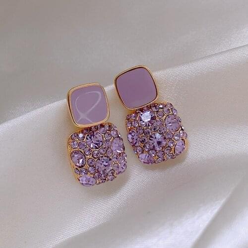 Earrings Retro Temperament Europe And America 2021 New High-quality Purple Earrings Female Exquisite Niche Fashion Stud Earrings