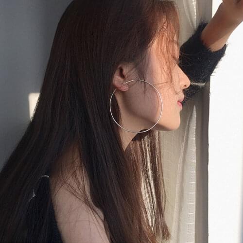 VENTFILLE 925 Sterling Silver Big Hoop Earrings for Women Geometric Accessories New Trend Elegant Circle Party Jewelry