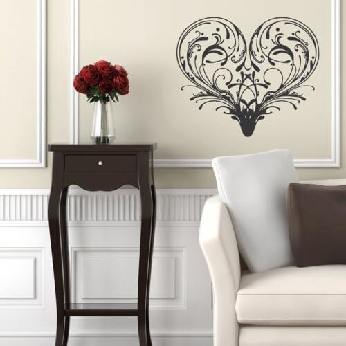 ZOOYOO Floral Wall Decals Heart-Shaped Design Wall Sticker Home Decor Living Room Bedroom Art Murals Decoration