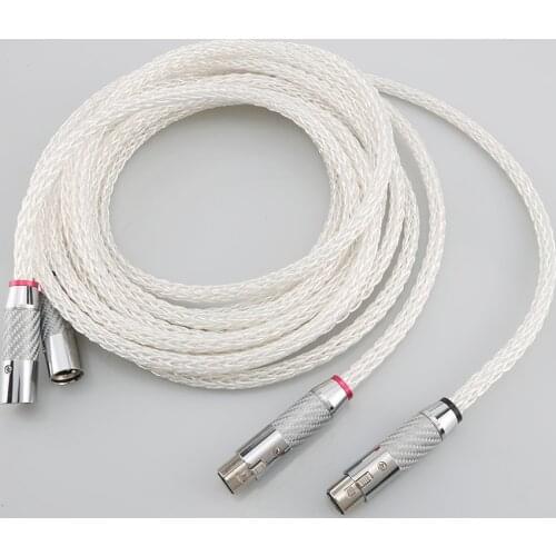1Pair OCC Silver plated XLR Audio cable Balance cable XLR Cable Male to Female M/F Audio Cable 8AG Twist Cable