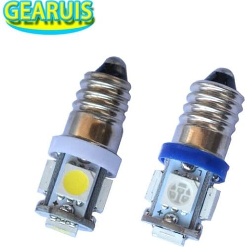 10pcs/lot E10 6V Screw bulb Warning signal bulb 5 SMD 5050 LED 5smd 5led Instrumentation Pure white Red Blue Yellow Green 6.3V