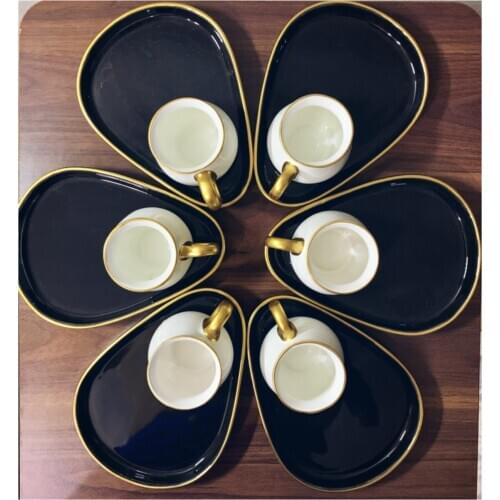 12 piece Decorative Looking Luxury Cup Set Solid Elegant Design Sweetheart Gift Coffee Cup Pad Set Espresso Coffee Arbitrary